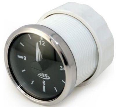 Часы кварцевые, аналоговый черный циферблат, нержавеющий ободок, д. 52 мм